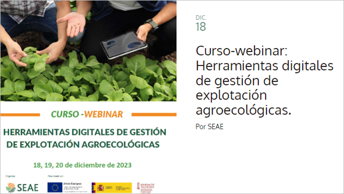  Curso-webinar: Herramientas digitales de gestión de explotación agroecológicas 